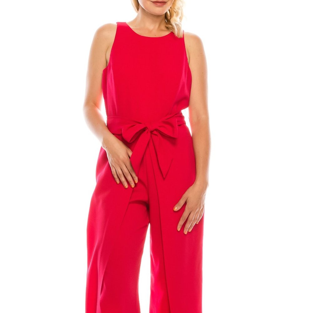 NINE WEST RHUBARB SLEEVELESS CREPE JUMPSUIT Sz 10